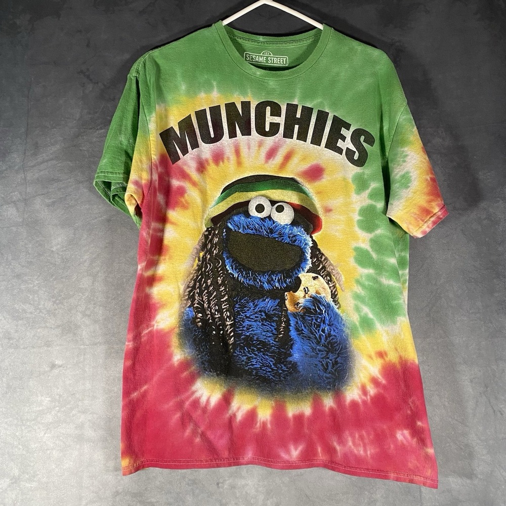 Sesame Street Cookie Monster Munchies Tie‎ Dye T-Shirt Adult Size L